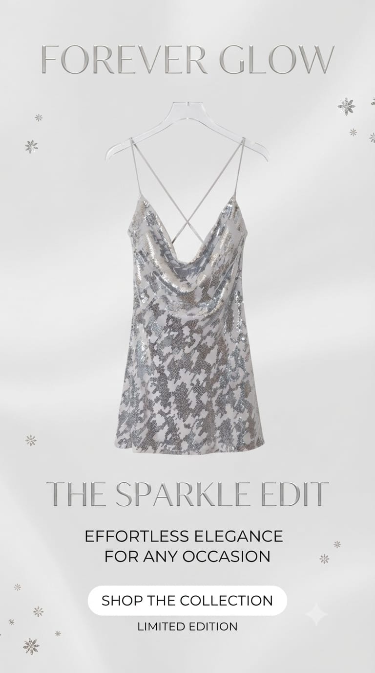 Silver Sequin Drape Mini Dress – Size XL