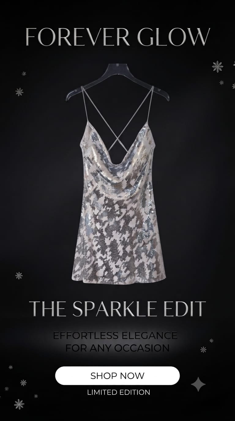 Silver Sequin Drape Mini Dress – Size XL