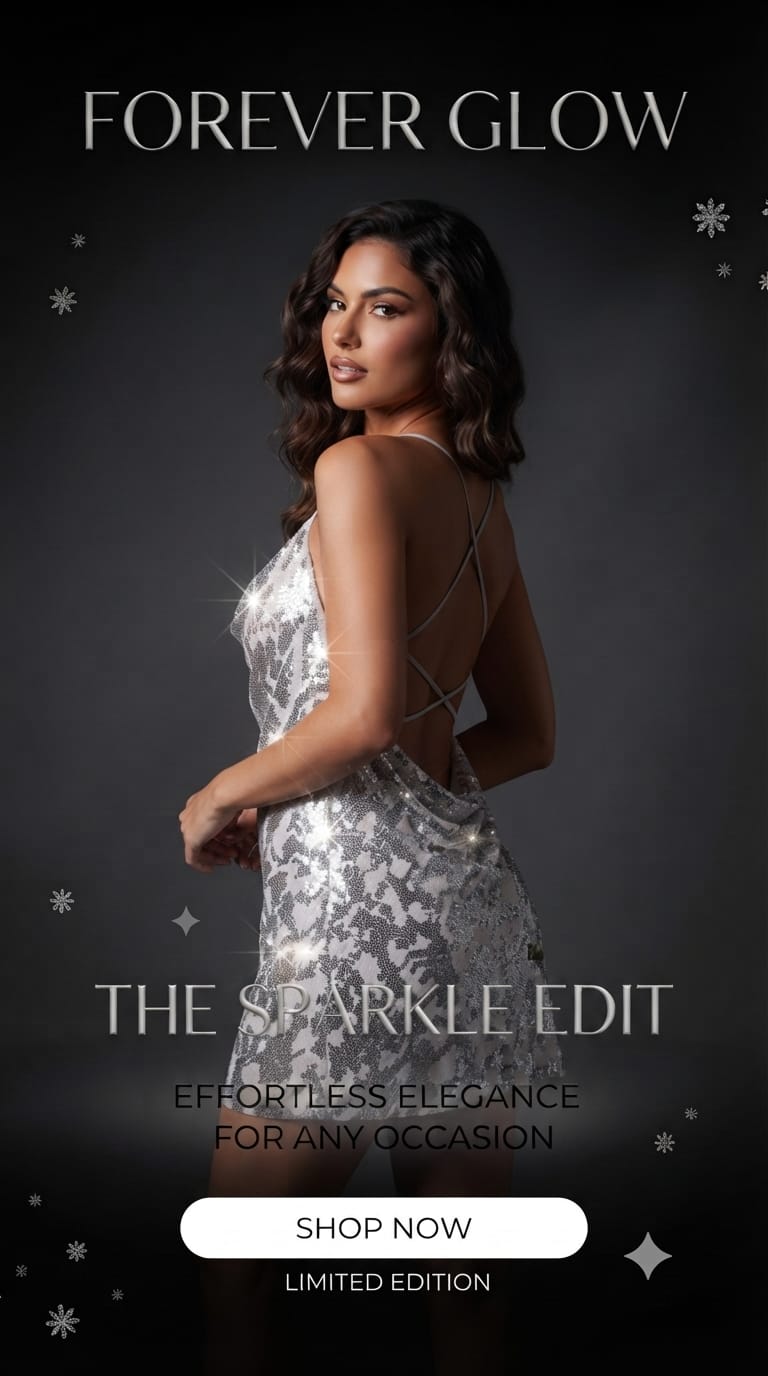 Silver Sequin Drape Mini Dress – Size XL