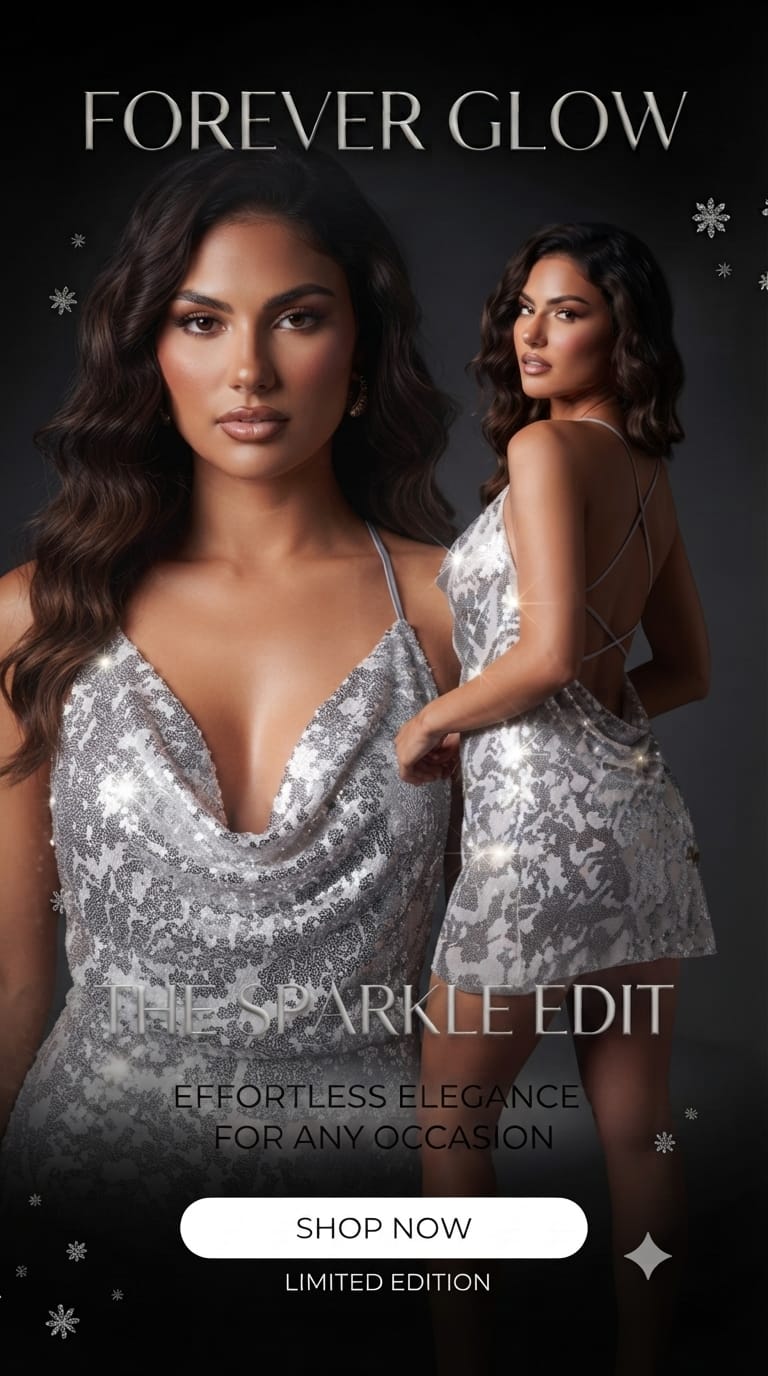 Silver Sequin Drape Mini Dress – Size XL